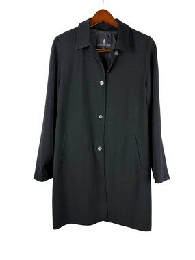 London Fog Women's Black Button-Front Lined Trench Coat Size Large
